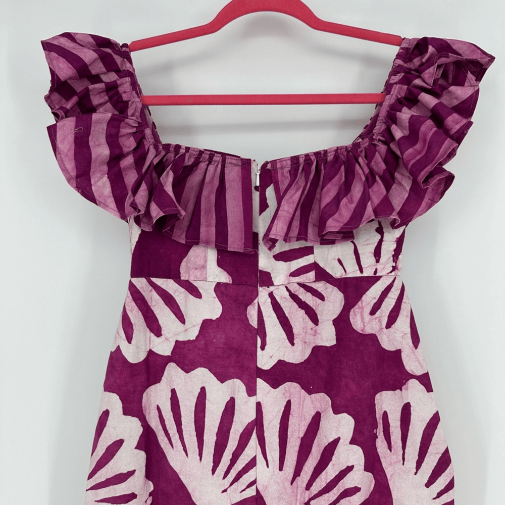 Anthropologie Sika Womens Off the shoulder Ruffle Midi Dress Size 4 Tropical - Picture 14 of 16